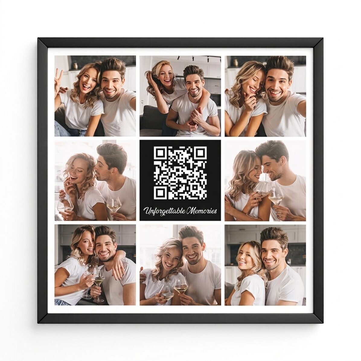 Spersonalizowany obrazek z 8 zdjęciami, kodem QR i tekstem