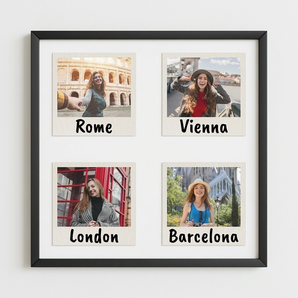 Spersonalizowany obrazek z 4 zdjęciami i tekstem – Polaroid