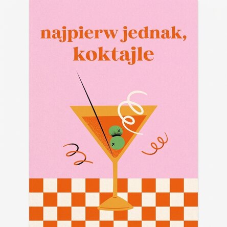 Plakat „But first, cocktails”