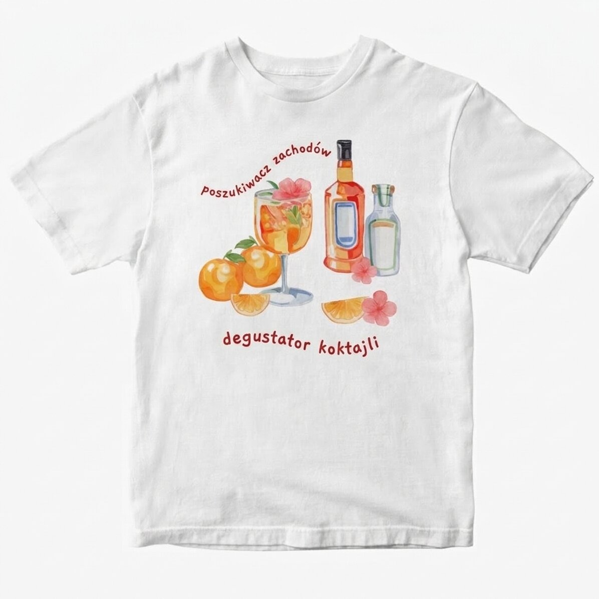 Bawełniana koszulka z nadrukiem – „Sunset & cocktails”