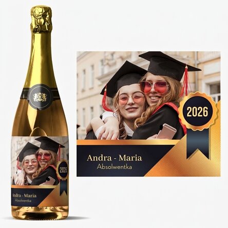 Wino musujące z indywidualnym nadrukiem i zdjęciem – Ukończenie studiów