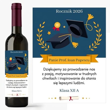 Wino z indywidualnym napisem dla nauczyciela – Dziękujemy!
