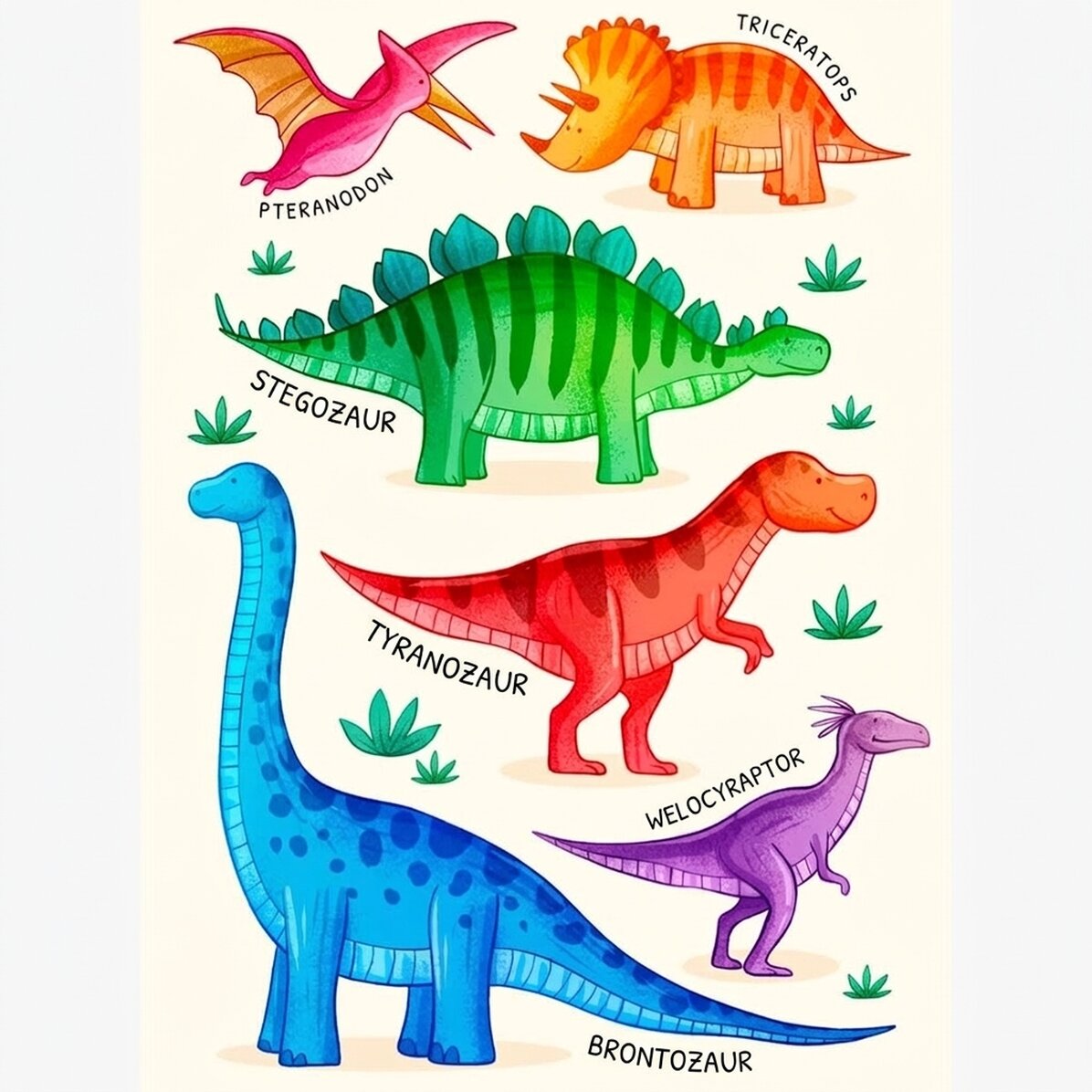 Plakat z dinozaurami