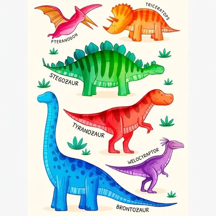 Plakat z dinozaurami