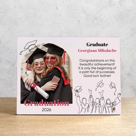 Personalised desk photo frame with a photo and message - Graduate