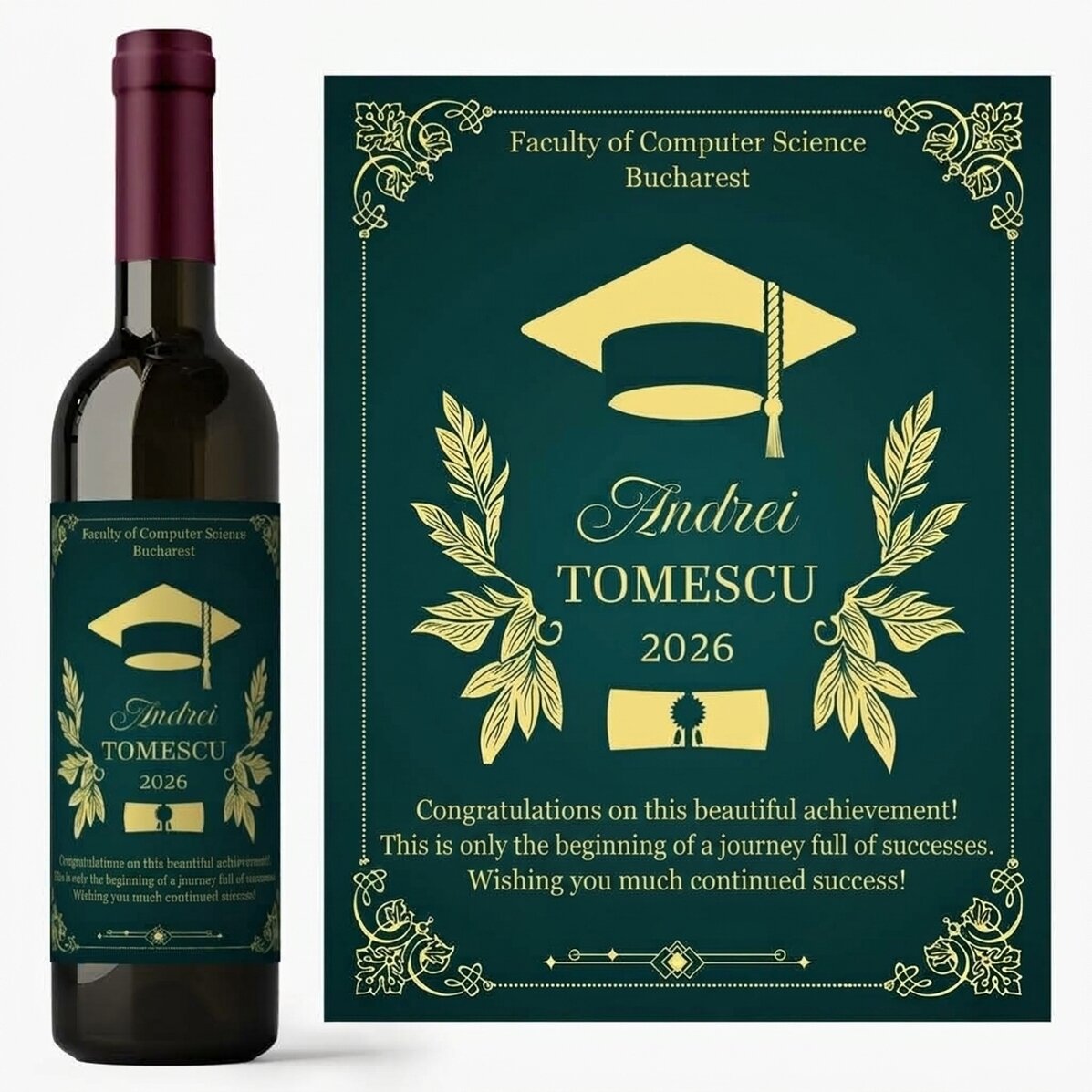 Wino z indywidualnym napisem – Absolwent