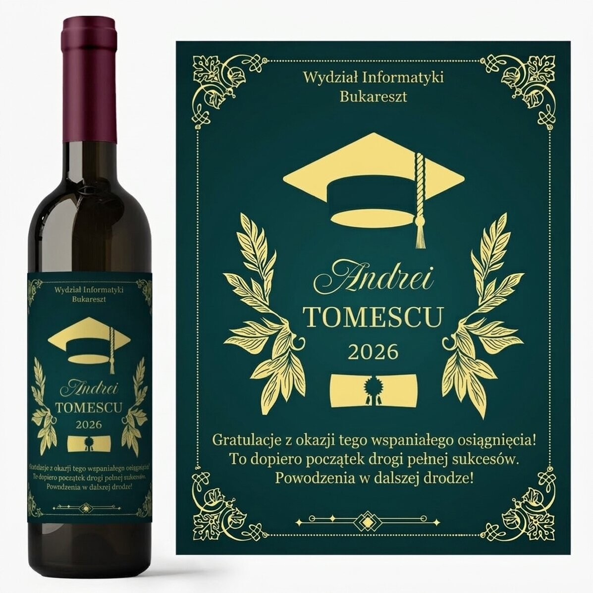Wino z indywidualnym napisem – Absolwent