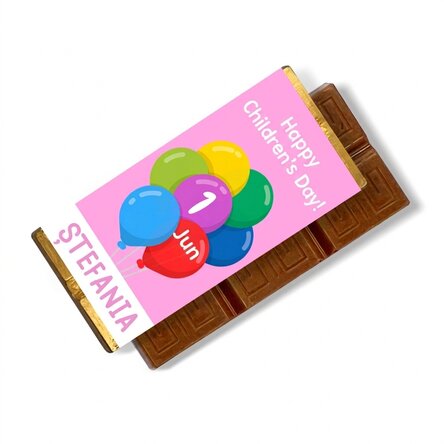 Personalised mini chocolate bar for children with message - Balloons
