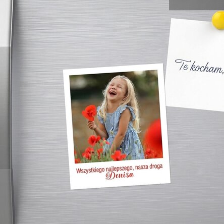 Magnes 10x12 cm z indywidualnym nadrukiem ze zdjęciem i tekstem – format polaroid