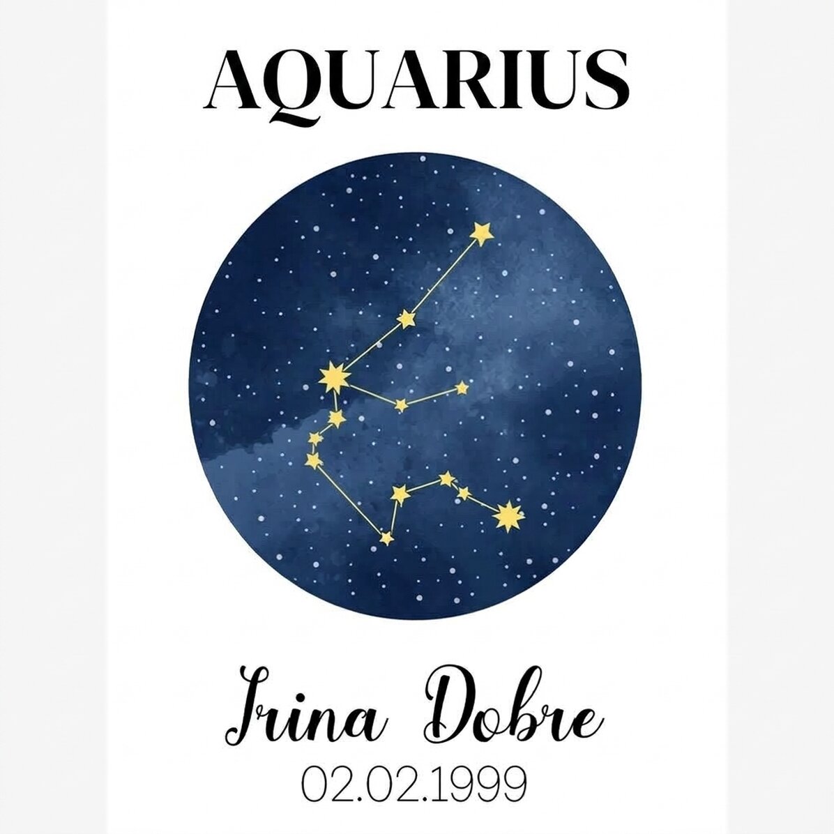 Spersonalizowany plakat z napisem – konstelacja znaku zodiaku Wodnika
