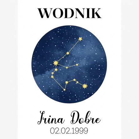 Spersonalizowany plakat z napisem – konstelacja znaku zodiaku Wodnika
