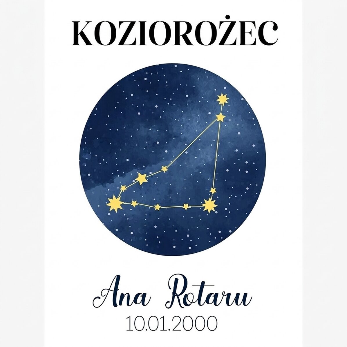 Spersonalizowany plakat z napisem – konstelacja znaku zodiaku Koziorożca