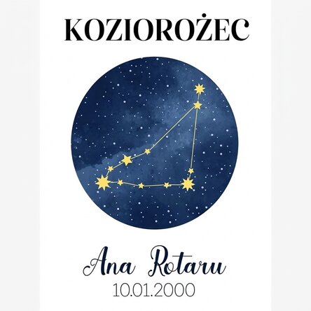 Spersonalizowany plakat z napisem – konstelacja znaku zodiaku Koziorożca