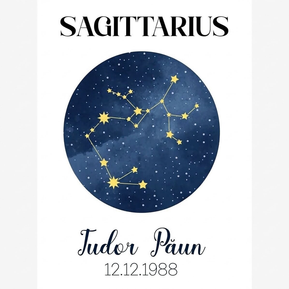Spersonalizowany plakat z napisem – konstelacja znaku zodiaku Strzelca