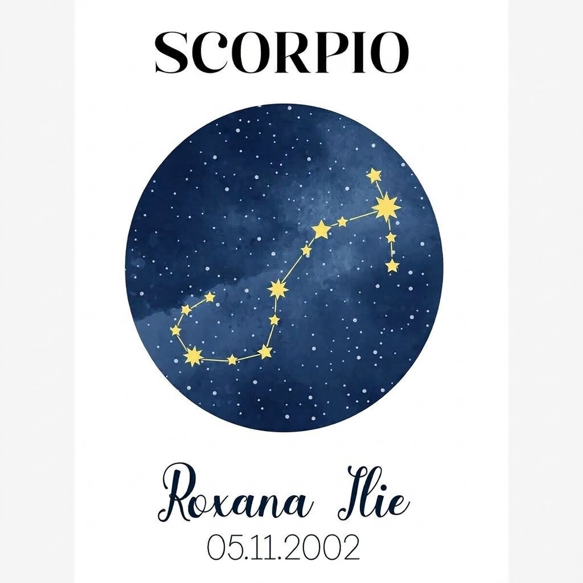 Spersonalizowany plakat z napisem – konstelacja znaku zodiaku Skorpion