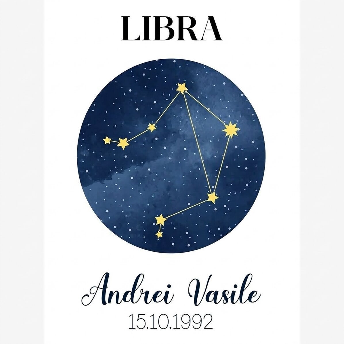 Spersonalizowany plakat z napisem – konstelacja znaku zodiaku Waga
