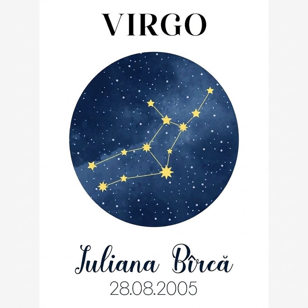 Spersonalizowany plakat z napisem – konstelacja znaku zodiaku Panny