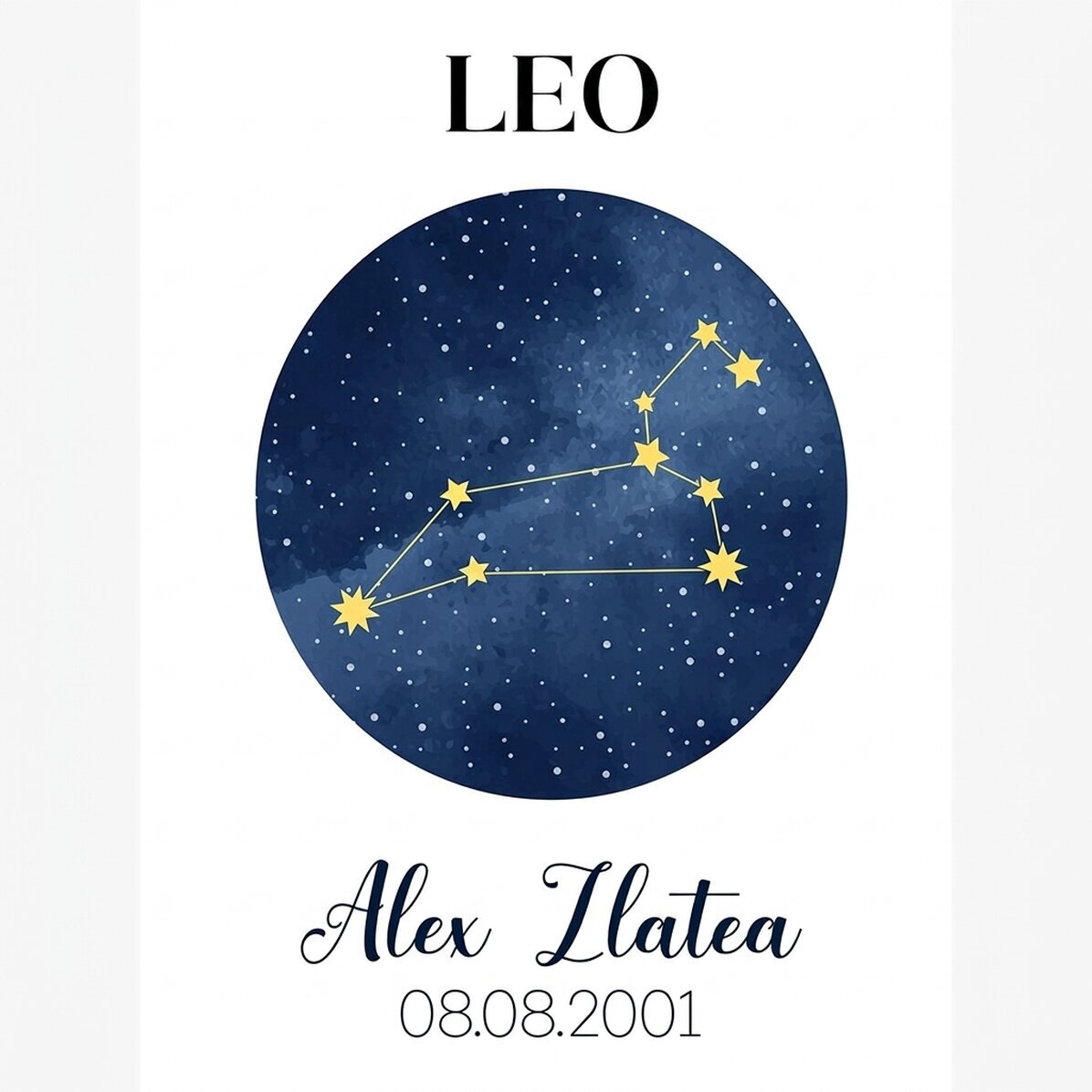 Spersonalizowany plakat z napisem – Konstelacja znaku zodiaku Lwa