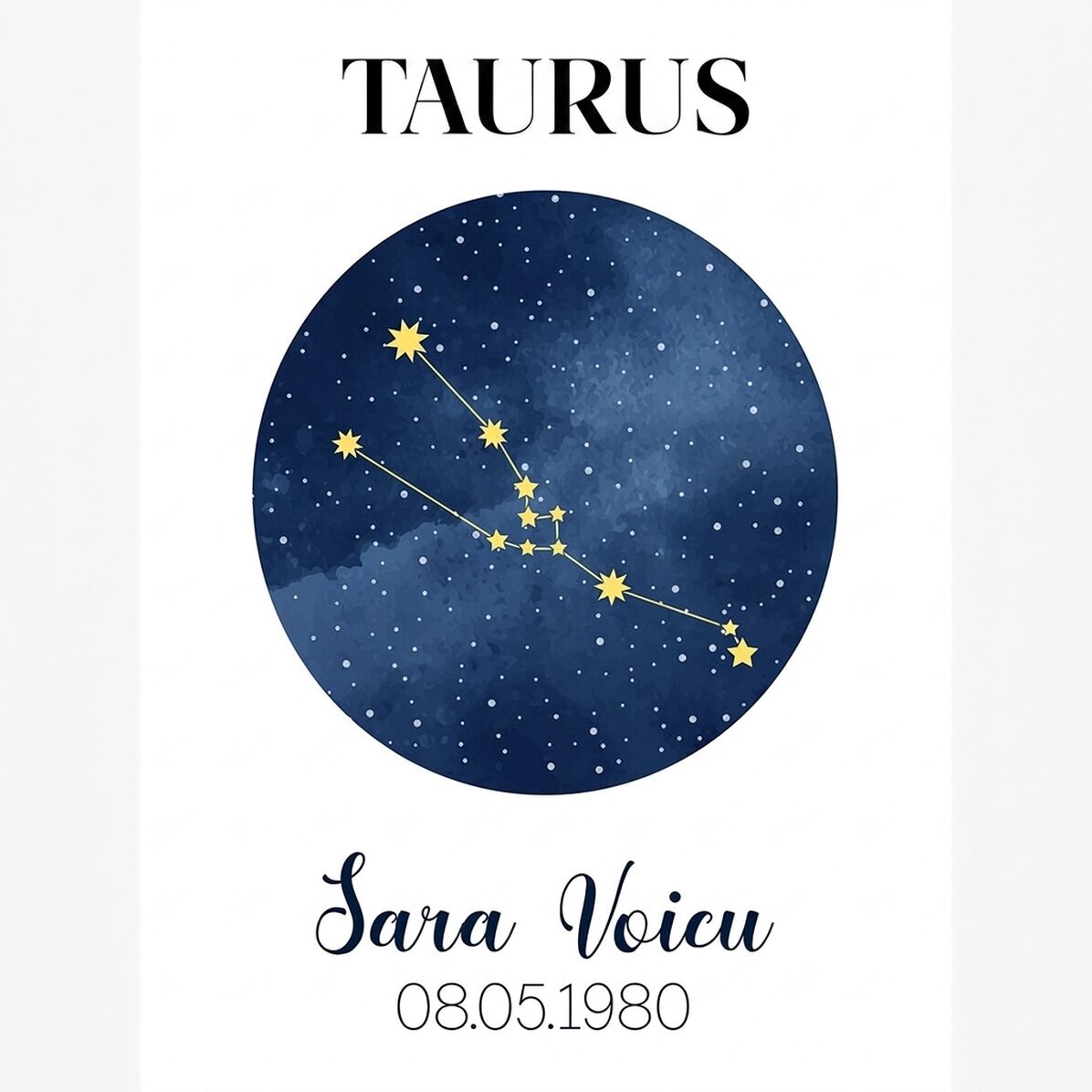 Spersonalizowany plakat z napisem – Konstelacja znaku zodiaku Byka