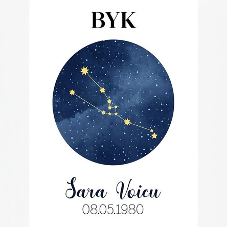 Spersonalizowany plakat z napisem – Konstelacja znaku zodiaku Byka