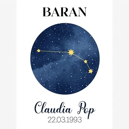 Spersonalizowany plakat z napisem – konstelacja znaku zodiaku Barana