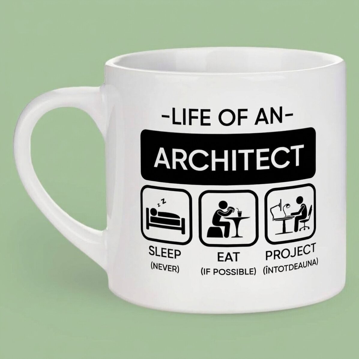 Personalised espresso cup with text - Architect