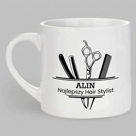 Spersonalizowany kubek do espresso z napisem – Hair Stylist
