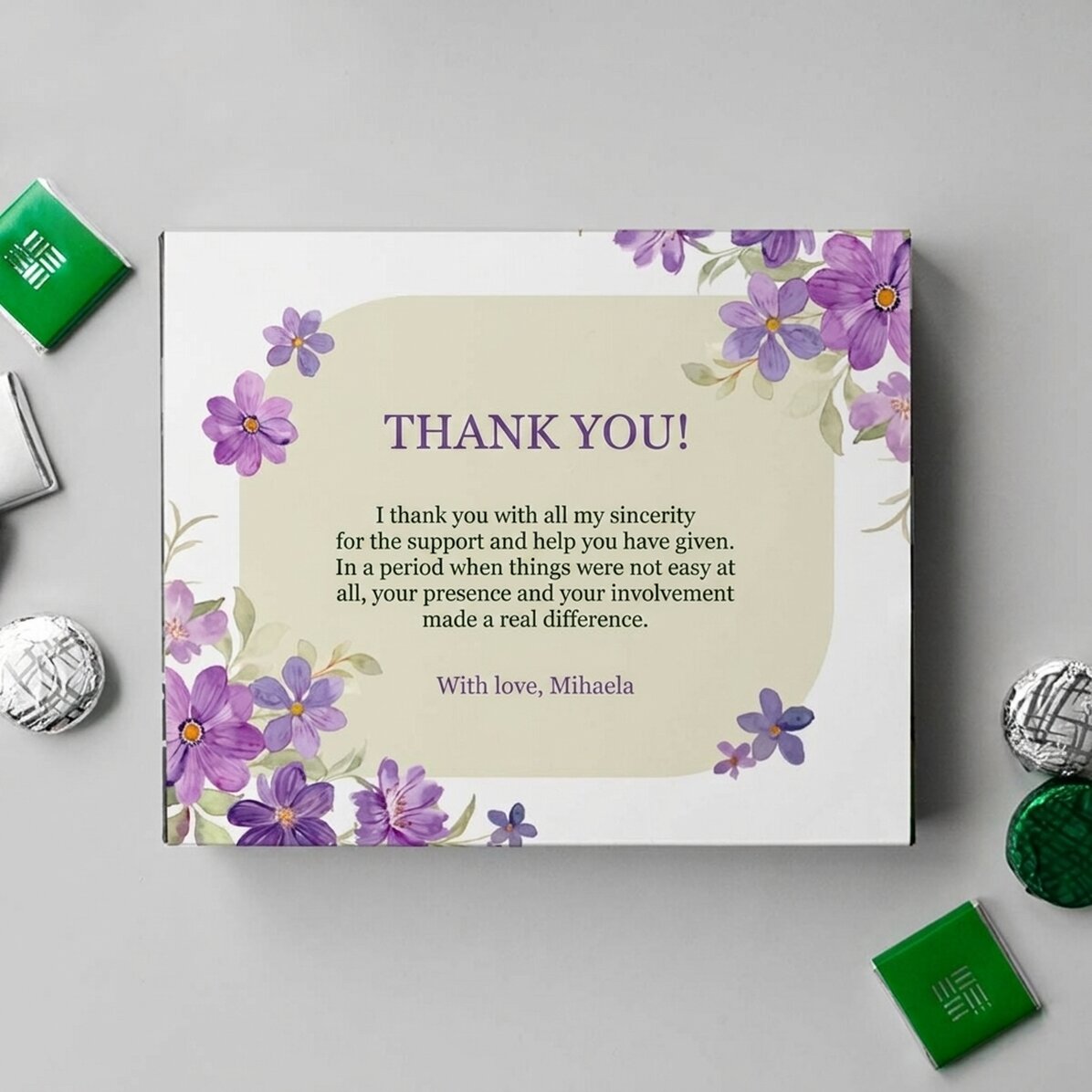 Personalised box of chocolates with message - Thank you!