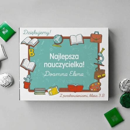Spersonalizowane pudełko cukierków z podziękowaniem dla nauczycieli