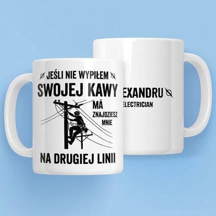 Spersonalizowany kubek z napisem dla elektryków – Wysokie napięcie