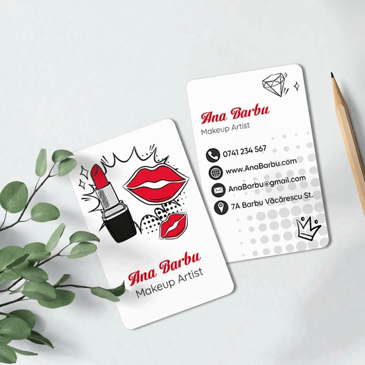 Spersonalizowana wizytówka z aluminium, dwustronna, z napisem – Make-up Artist