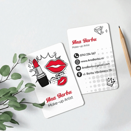 Spersonalizowana wizytówka z aluminium, dwustronna, z napisem – Make-up Artist