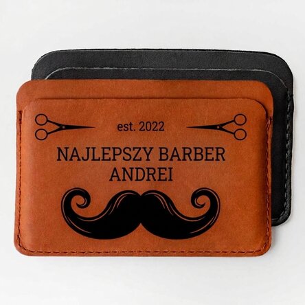 Spersonalizowany portfel skórzany z napisem – Barber