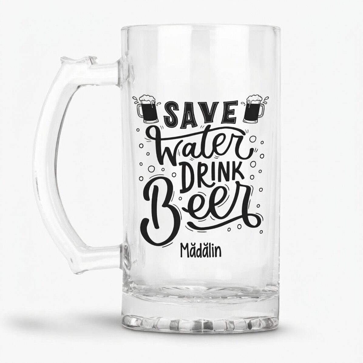 Spersonalizowany kufel do piwa z napisem – „Save Water, Drink Beer”