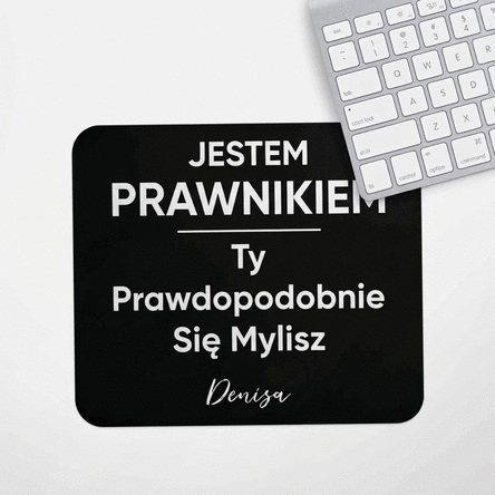 Spodek pod mysz z indywidualnym napisem dla prawnika