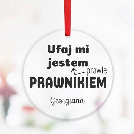 Okrągła ozdoba z indywidualnym napisem – Adwokat