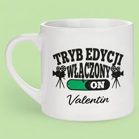 Spersonalizowany kubek do espresso z napisem – tryb edycji włączony