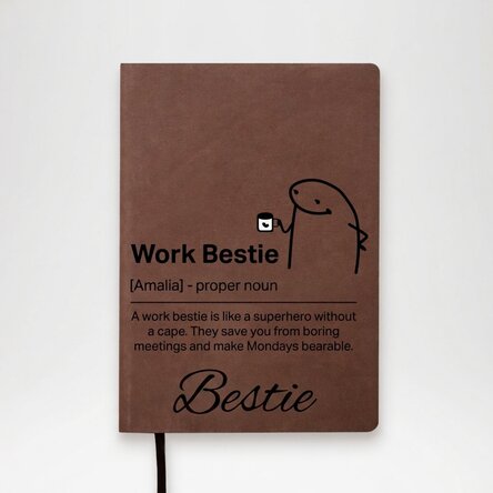 Spersonalizowany skórzany terminarz z napisem – Work Bestie