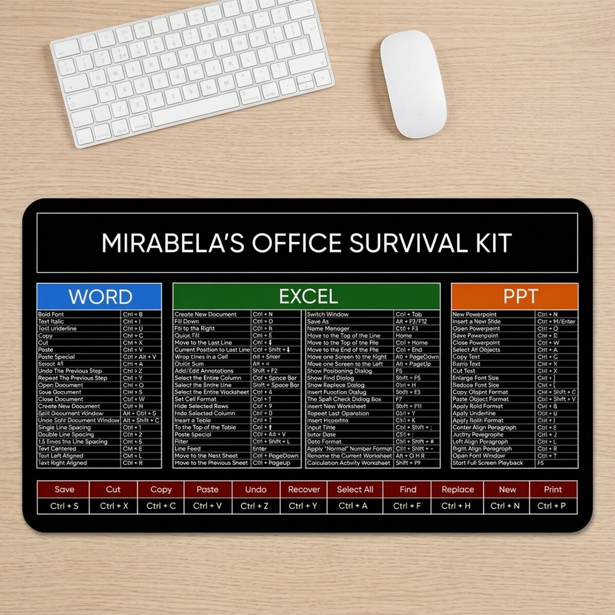Spersonalizowana podkładka pod mysz XXL z napisem – Office Survival Kit