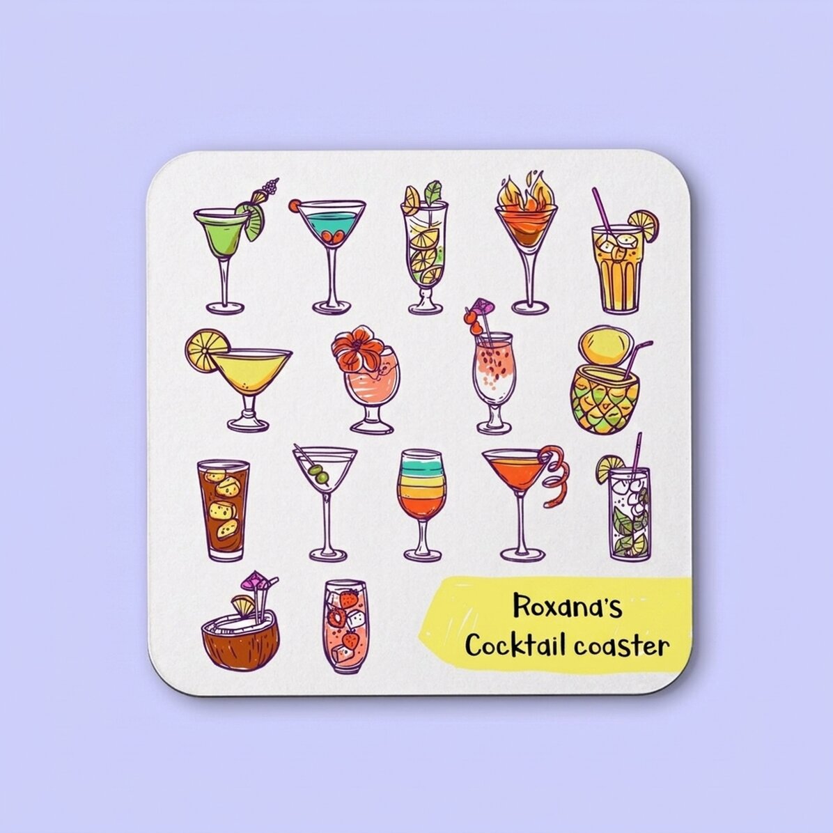 Spersonalizowana podkładka pod kubek z napisem – Cocktails