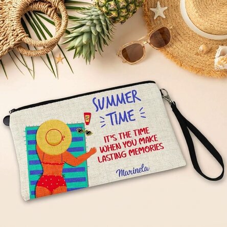 Personalised accessory bag with text - On the beach