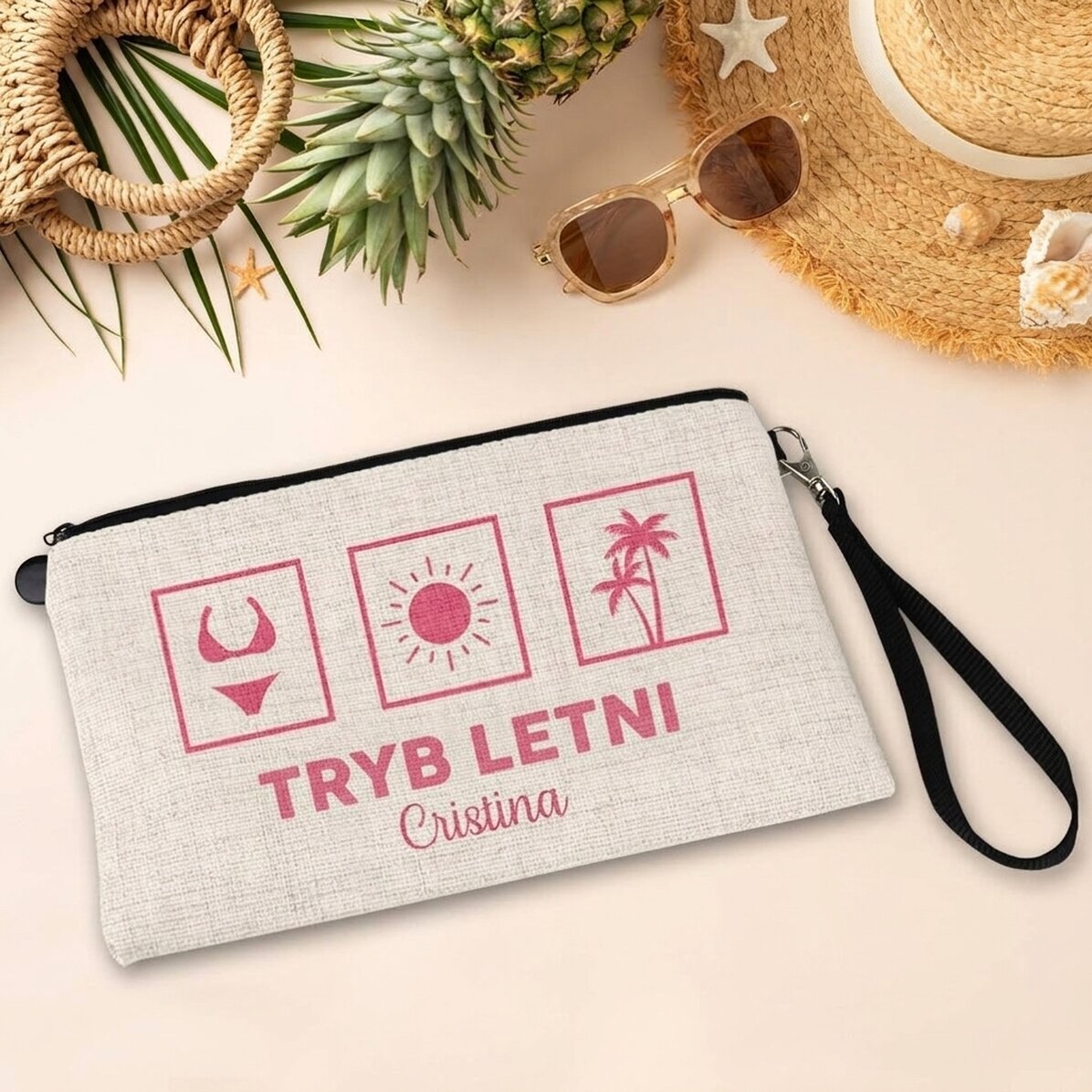 Torebka na akcesoria z indywidualnym napisem – Summer Mode