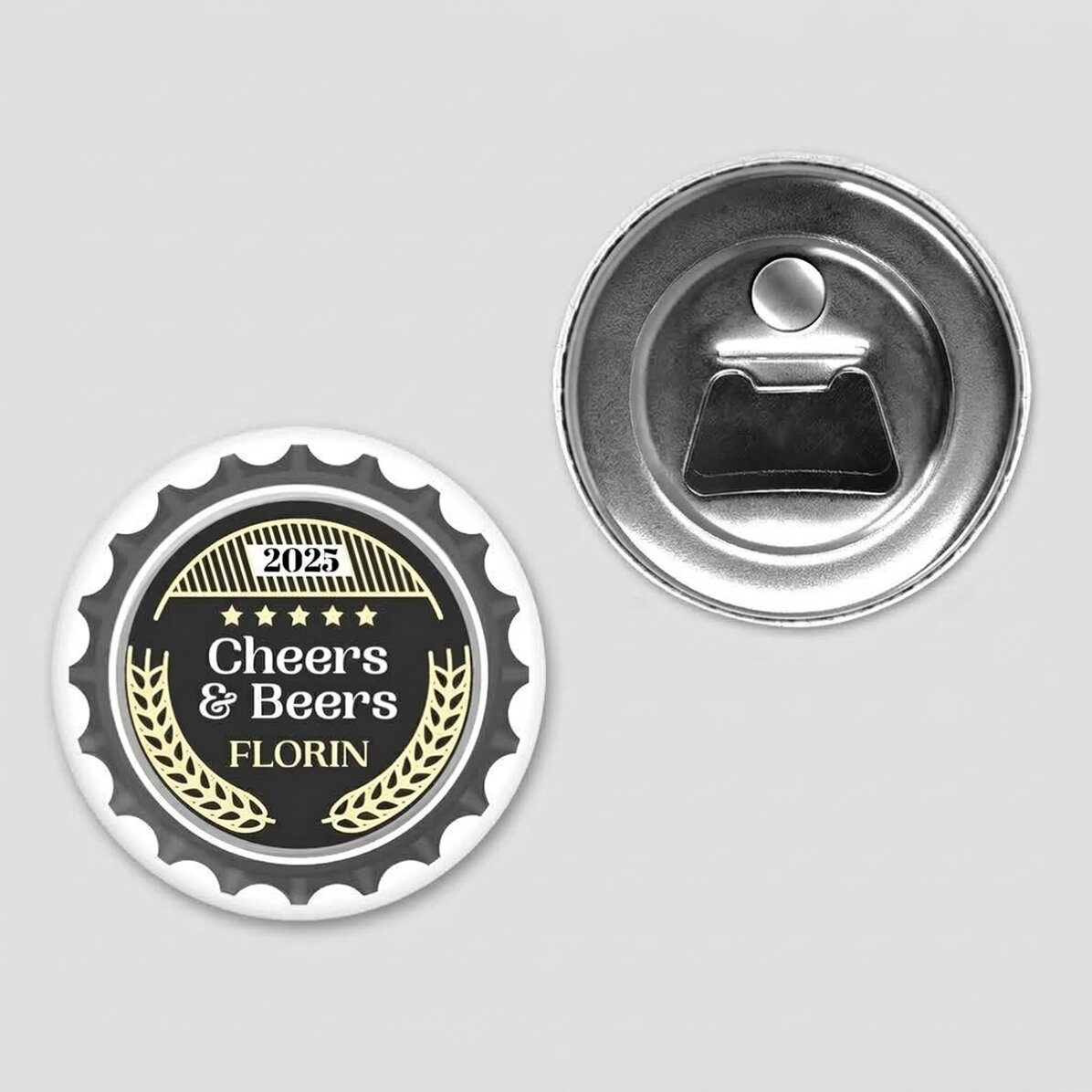 Otwieracz do butelek z magnesem, spersonalizowany z napisem – Cheers