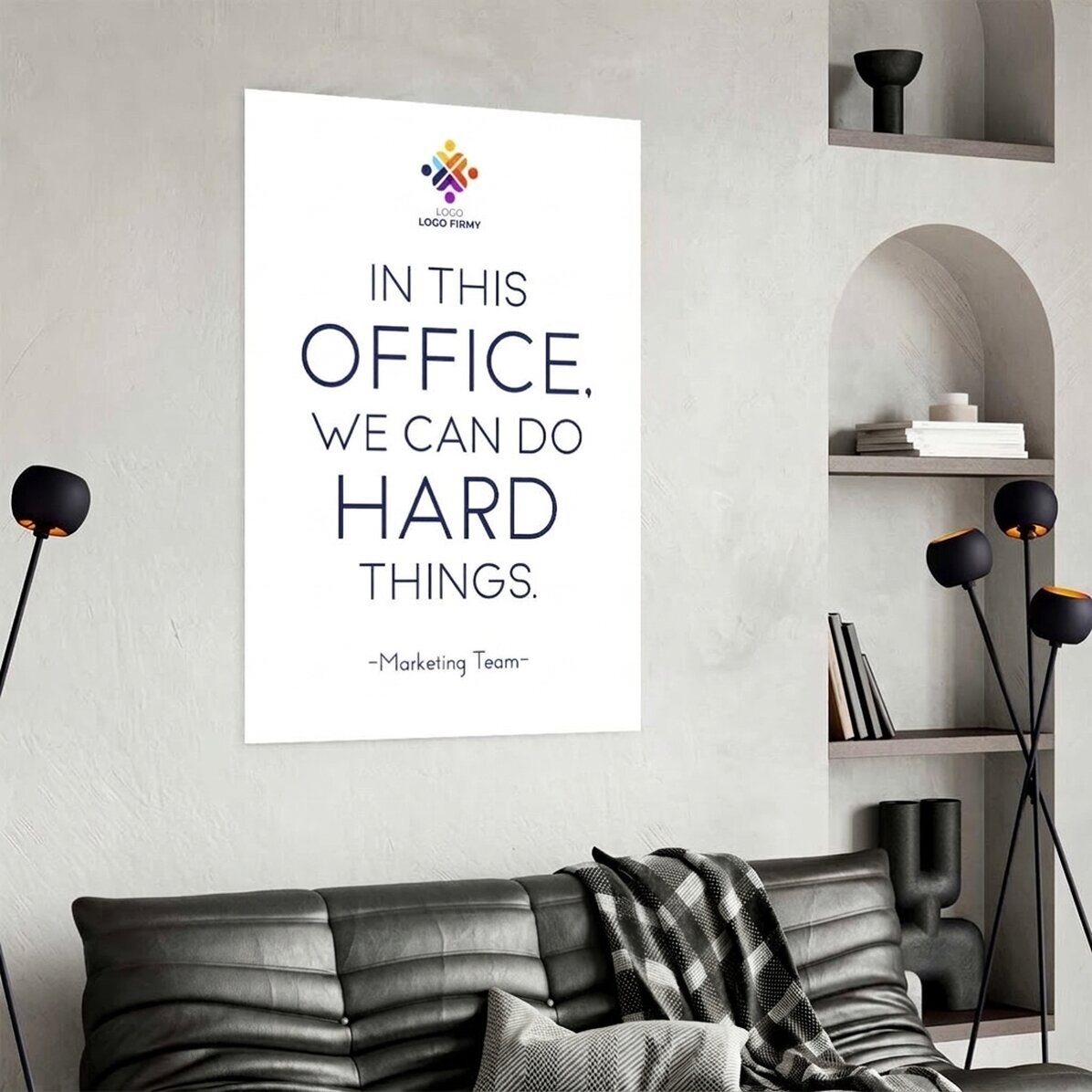Spersonalizowany plakat z tekstem i logo – Hard Things