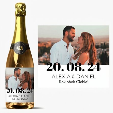 Wino musujące z indywidualnym nadrukiem zdjęcia i tekstu – rocznica