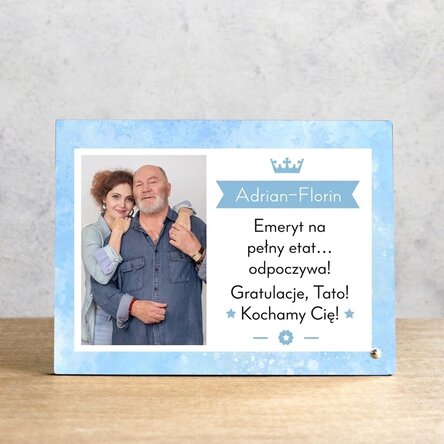 Spersonalizowana ramka na zdjęcie na biurko ze zdjęciem i napisem – Emeryt