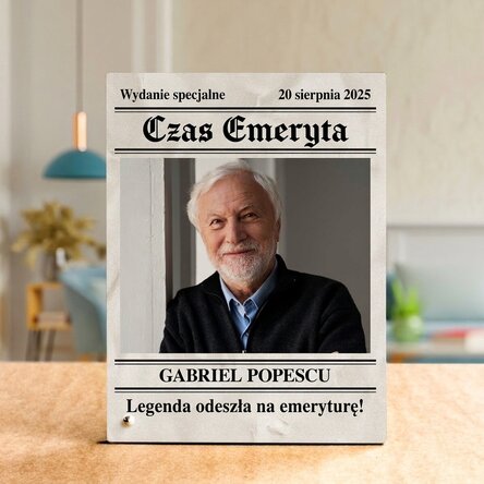 Spersonalizowana ramka na zdjęcie na biurko ze zdjęciem i napisem z okazji przejścia na emeryturę