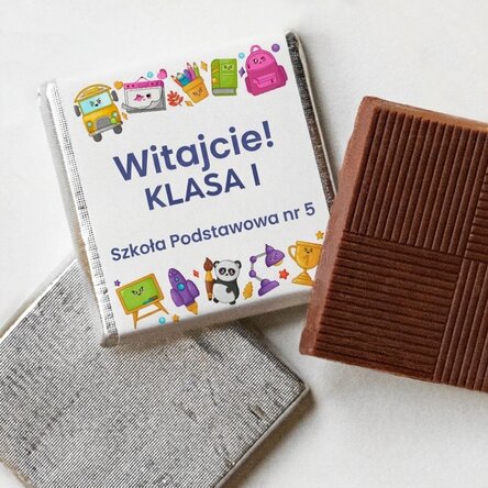 Mini czekoladka z indywidualnym napisem – Welcome school