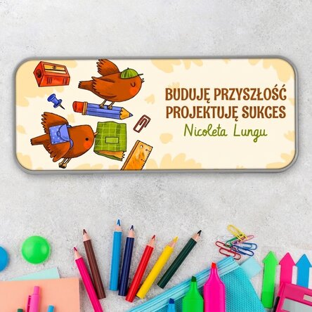 Spersonalizowany piórnik z napisem – Learning birds