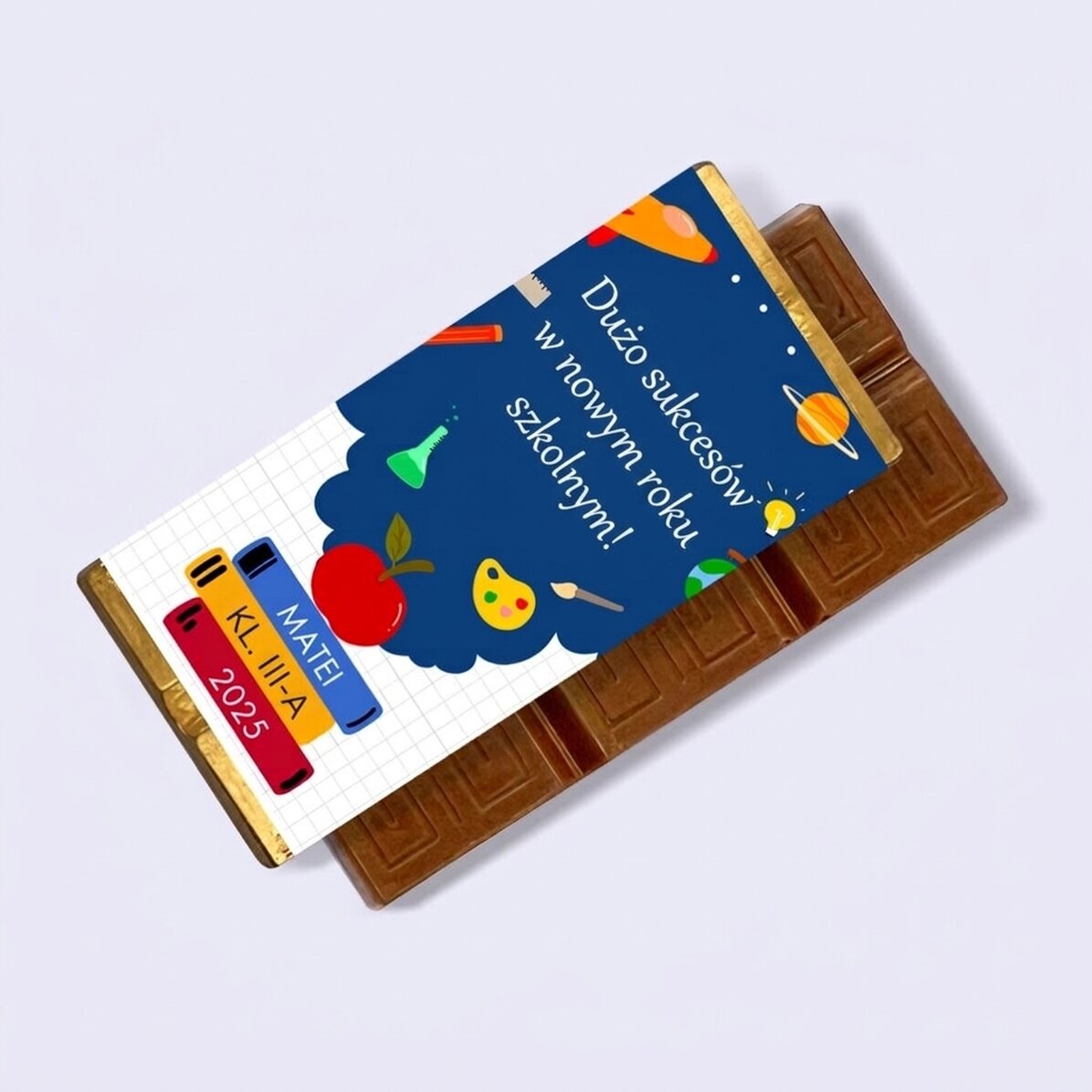 Mini tabliczka czekolady z indywidualnym napisem – Powodzenia!